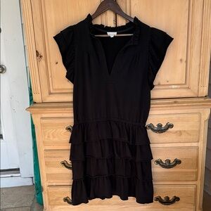 Sundays Elegant Black Ruffle Dress